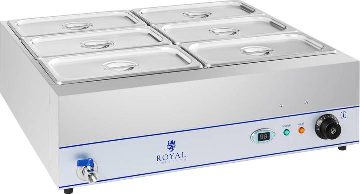 Immagine prodotto Royal Catering Bagnomaria - 2000 W - 6 x Contenitori GN 1/3 - Con rubinetto di scarico