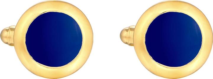 Actual product image Kuzzoi Cufflink Basic Round Classic Geo Enamel Blue 925 Silver (925 sterling silver, Enamel, No gemstone)