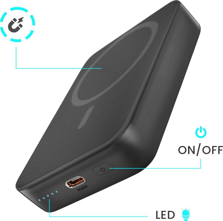 Produktbild Bwoo 20W magsafe 10000 mAh power bank, white (10000 mAh, 20 W, 37 Wh)