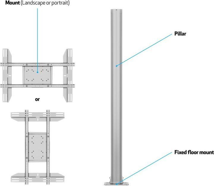 Produktbild Multibrackets M Display Stand 180 Single Silver w. Floormount (60 kg, 23" - 63")
