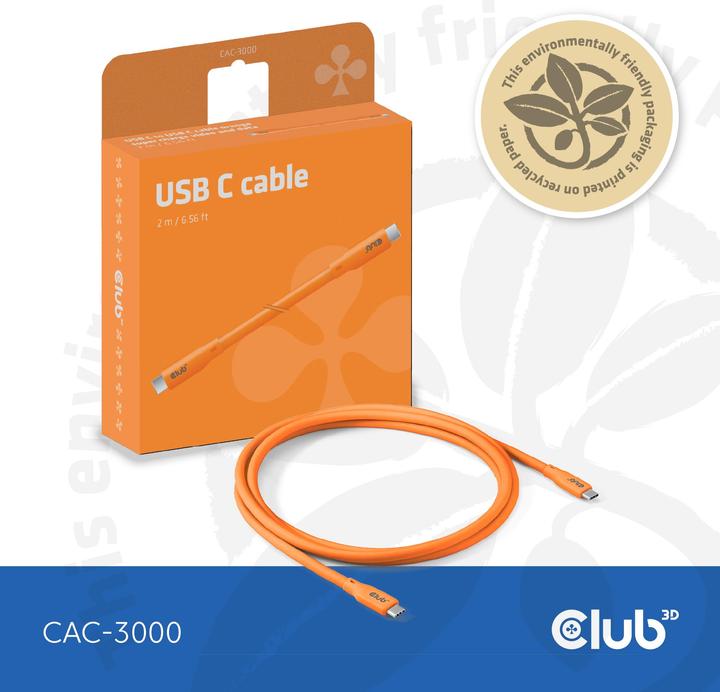 Actual product image Club 3D USB C — USB C (2 m, USB 4.0, 240 W)