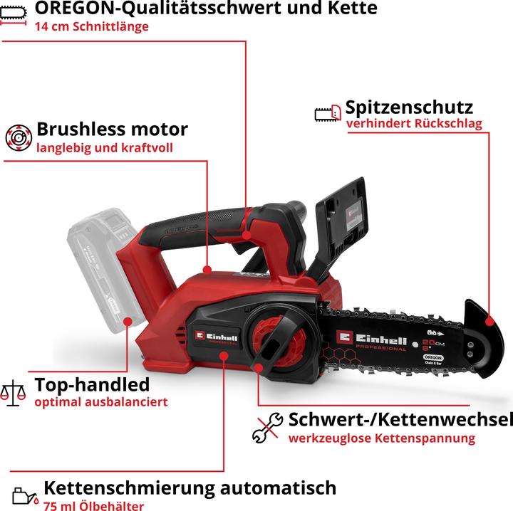 Image du produit Einhell Tronçonneuse à chaîne sans fil FORTEXXA 18/20 TH Solo (Tronçonneuse à batterie)