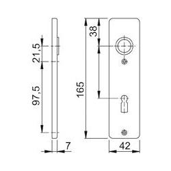 Thumbnail - Hoppe, Türgriff + Fenstergriff, Kurzschildpaar 202KP, eckig o. No., PZ 72, TS 40, F1