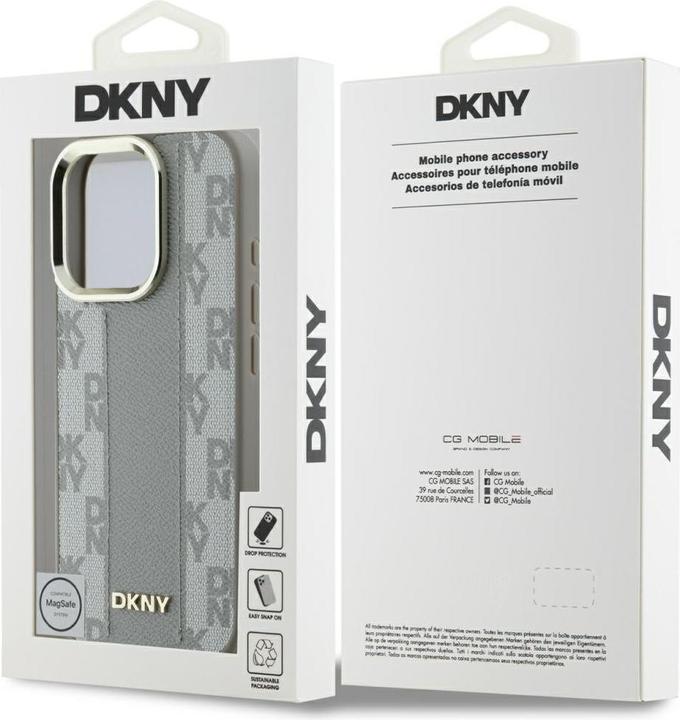 Actual product image DKNY Case Checkered Pattern Magsafe for iPhone 16 Pro Max beige (Apple iPhone 16 Pro Max)