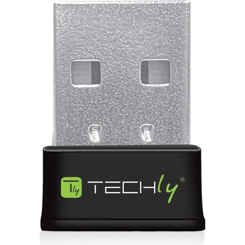 Techly 109252 Mini bezprzewodowa karta sieciowa USB Wi-Fi Dual Band 2.4/5GHz AC600 (USB), Netzwerkadapter, Schwarz