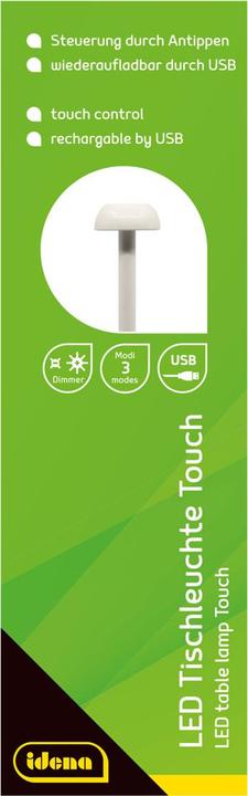 Immagine prodotto Idena Lampada da tavolo LED a batteria ricaricabile bianca 29cm dimmerabile per interni