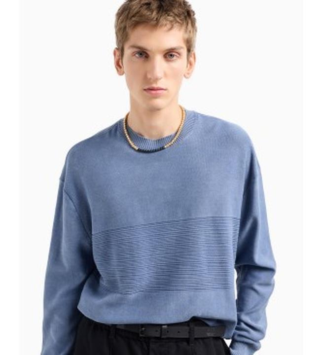 Actual product image Armani Exchange Comber Cotton Horizontal Stripe Pullover Sweater (XL)