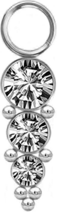 Image du produit Star Piercing Anhänger silber drei Kristalle silber mit Kugeln (sans laiton, Acier chirurgical 316L)