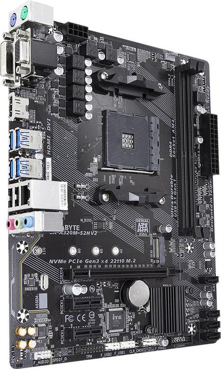 Produktbild Gigabyte GA-A320M-S2H V2 AM4 A320 MATX (AM4, AMD SoC, mATX)