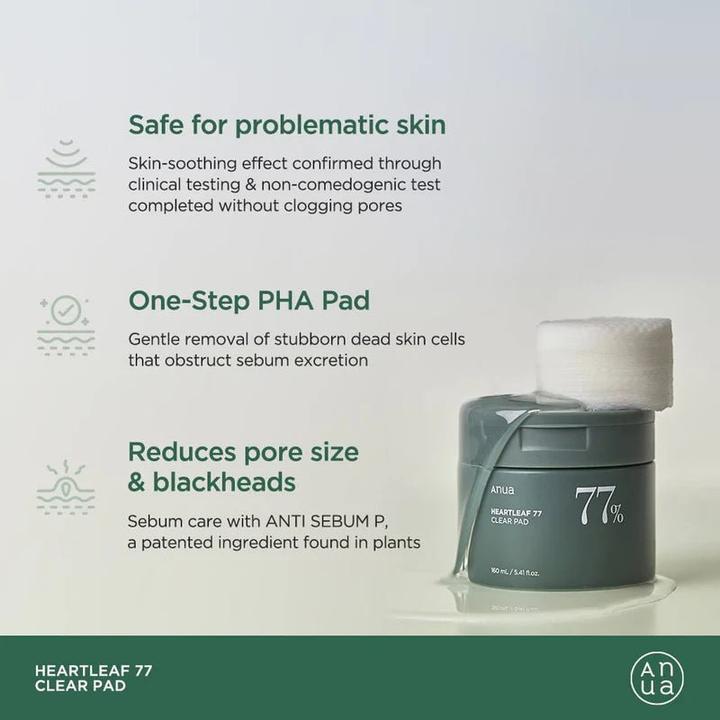 Image du produit Anua - Heartleaf 77% Clear Pad (Exfoliant nettoyant, 160 ml)