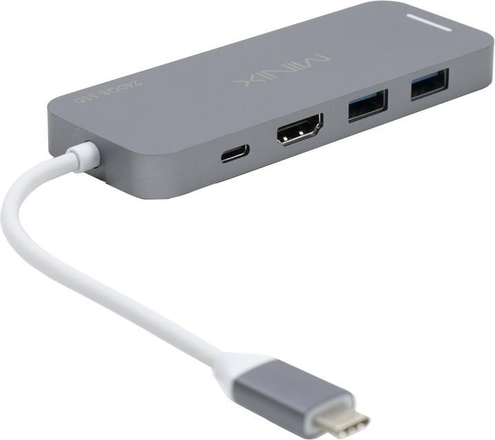 Actual product image Minix NEO-S2GR USB-C multiport adapter with 240 GB solid state drive (SSD) included in the scope of (0.24 TB)