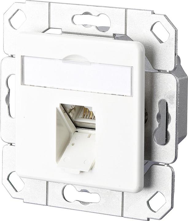 Metz Connect Netzwerkdose Unterputz Einsatz mit Zentralplatte CAT 6a 1 Port Reinweiss
