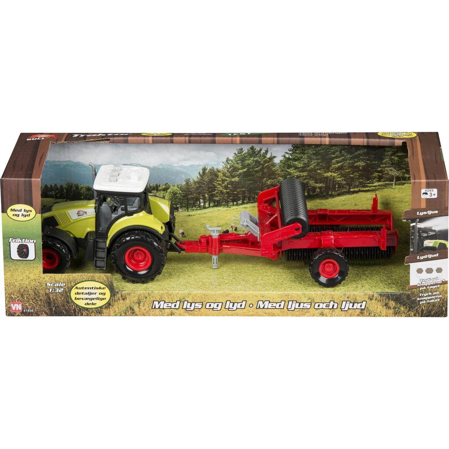 Thumbnail - BULL Tractor with large trailer 1:32, assorted (41856)