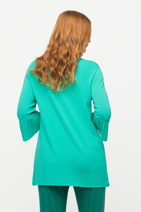 Produktbild Ulla Popken Pullover, V-Ausschnitt, 3/4-Plissee-Ärmel (56)