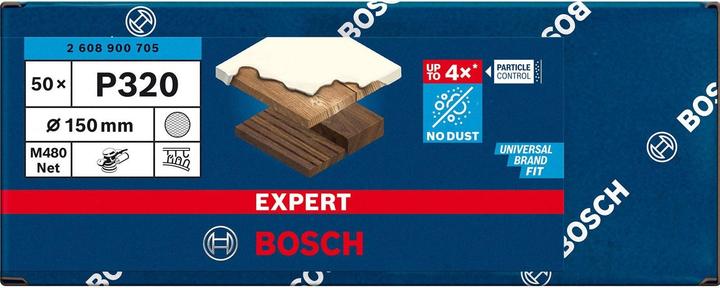 Immagine prodotto Bosch Professional Zubehör Expert M480 Rete di levigatura per levigatrice rotorbitale, 150 mm, G 320, 50 pezzi (320)