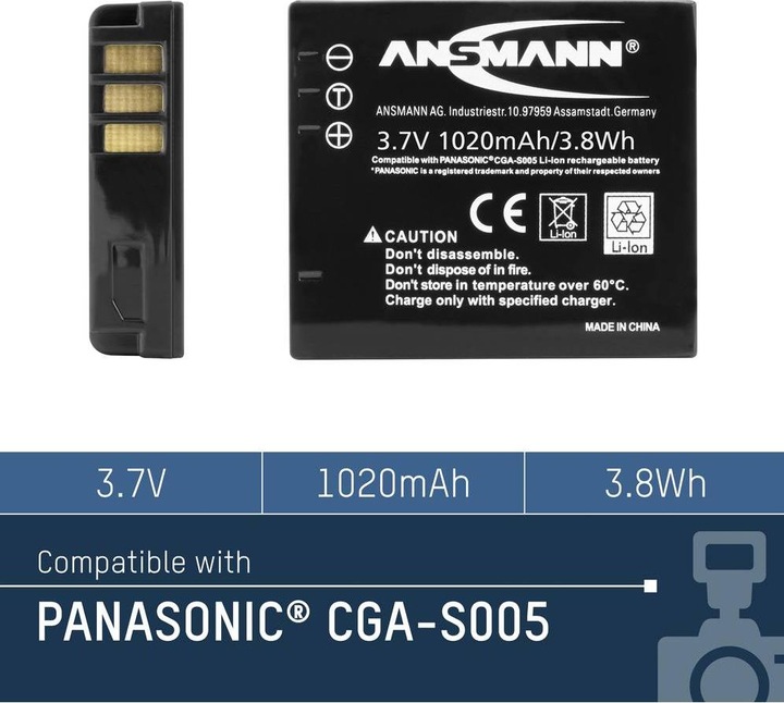 Image du produit Ansmann Panasonic CGA-S005 Batterie rechargeable (Batterie)