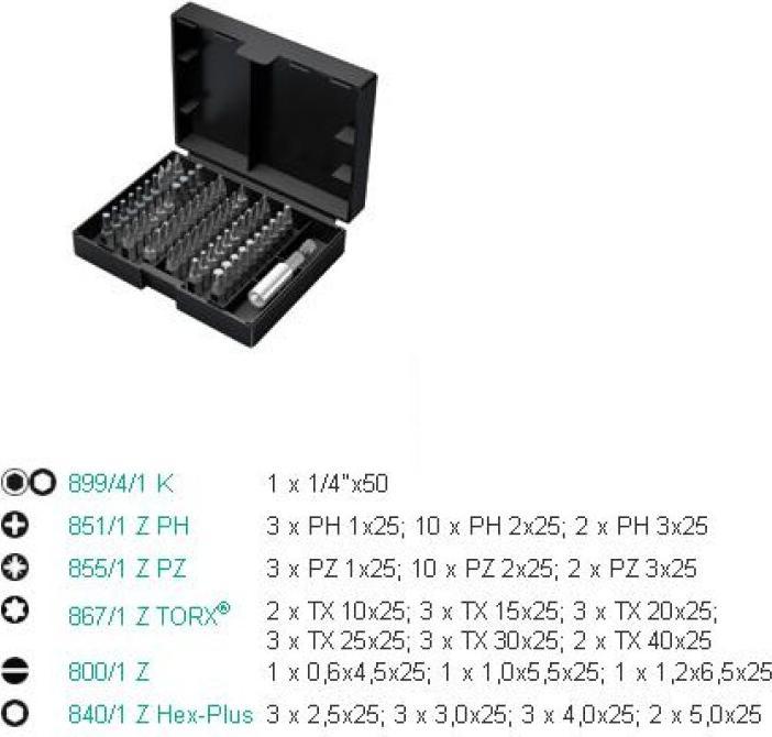 Produktbild Wera Bit-Safe 61 Universal 3 (Innensechskant, Innensechsrund TX, Innenvierkant, Schraubschlitz)