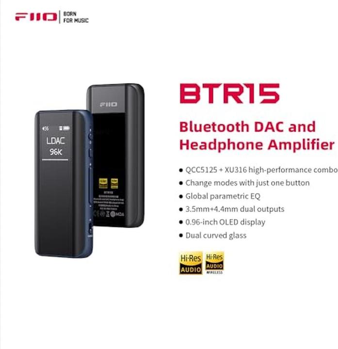 Actual product image FiiO BTR15 (USB-DAC, Display, gain switch, Microphones, Tone control, Bluetooth)