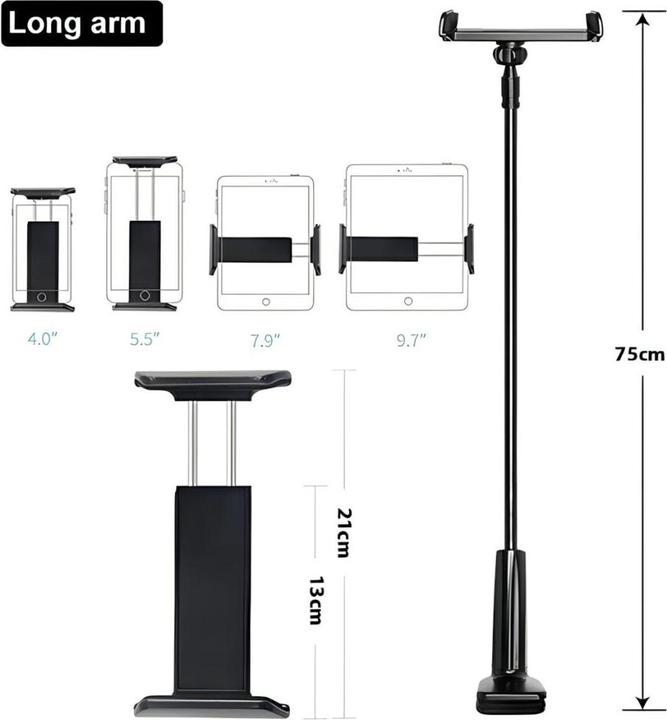 Image du produit Awei uchwyt biurkowy X3 4"-10,5" biały /white długie ramię