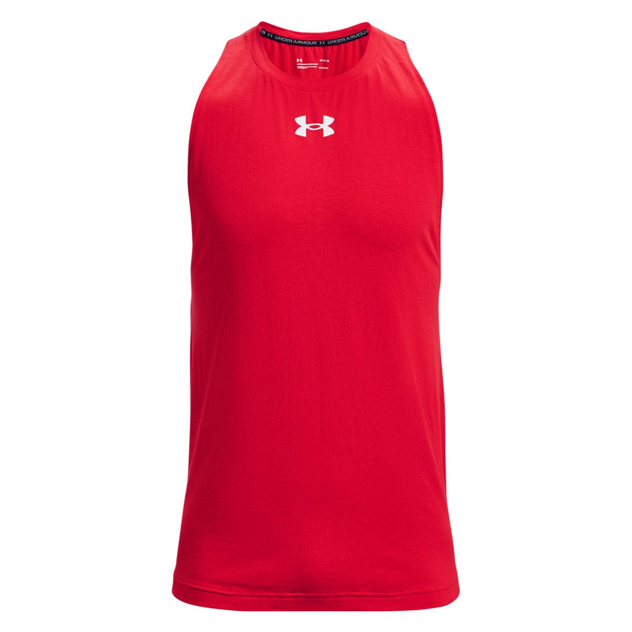Under Armour, Herren, Sportshirt, Baseline Tanktop Herren (S), Weiss, Rot, S