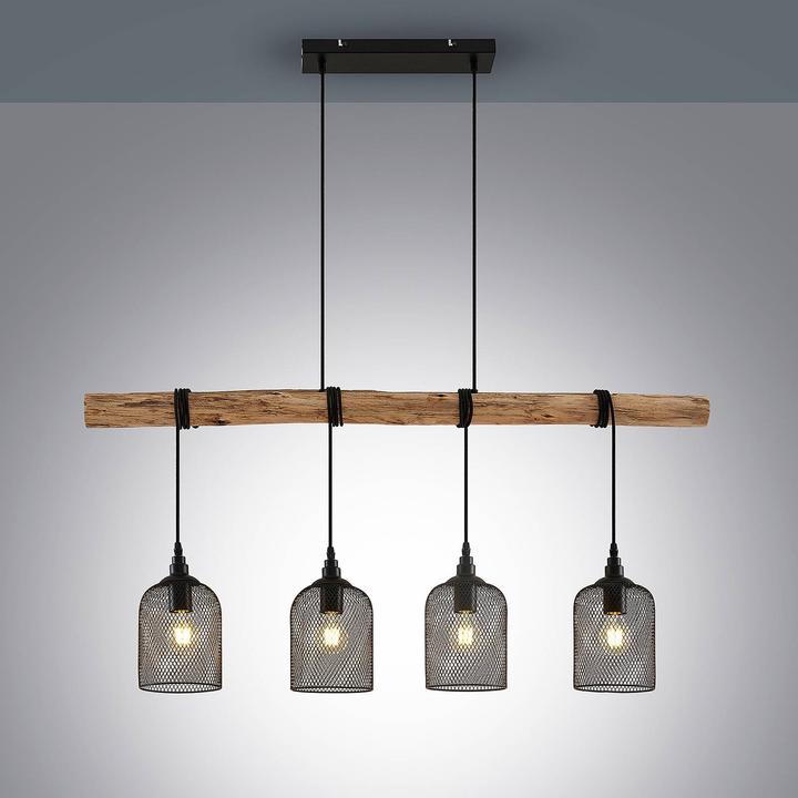 Immagine prodotto Lindby Lampada a sospensione Elrond 4 Nero/Legno (E27)