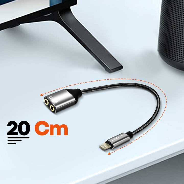 Produktbild LinQ LT3538 Audiosplitter (Lightning, 3.5mm Klinke)
