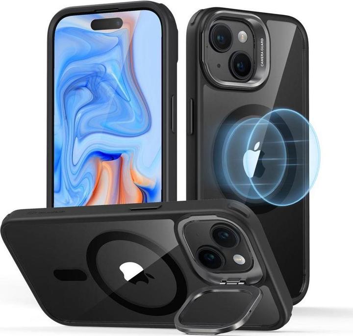 Actual product image ESR Classic Kickstand Halolock Magsafe Iphone 15 Clear/Black (Apple iPhone 15)
