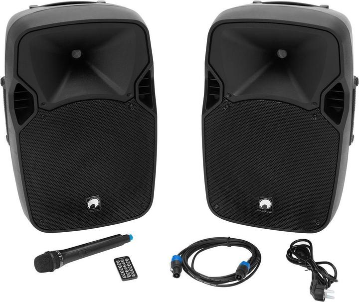 Omnitronic Aktives PA Lautsprecher Set XFM 212AP Bluetooth, inkl. Mikrofon, Trolley Funktion (Aktiv, 1x 150 W)