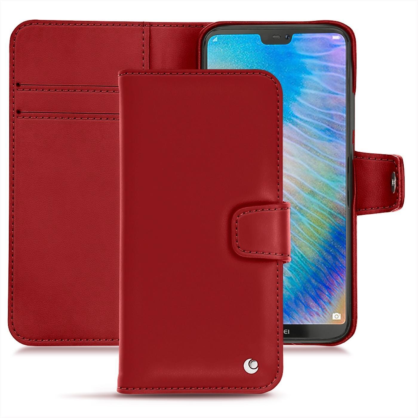 Noreve Lederschutzhülle Wallet (Huawei P20 Lite), Smartphone Hülle, Rot