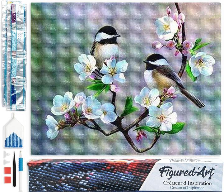 Image du produit Figured'Art Broderie Diamant - Oiseaux et Fleurs Blanches