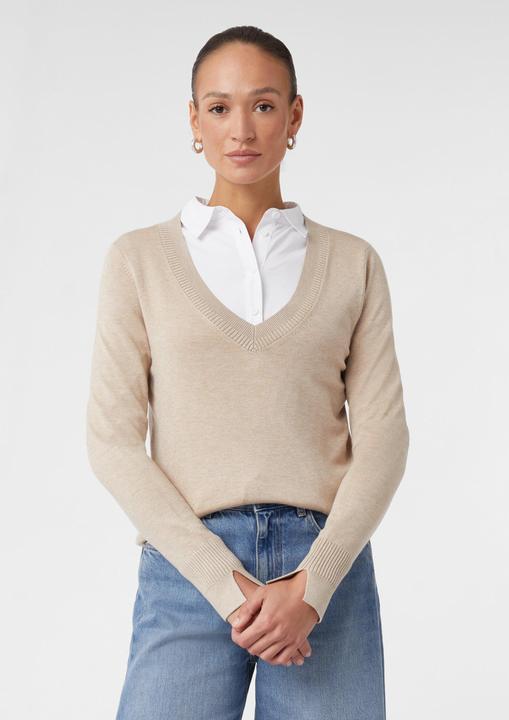 Produktbild Comma Strickpullover Strickpullover mit V-Ausschnitt und Rippdetails (40)