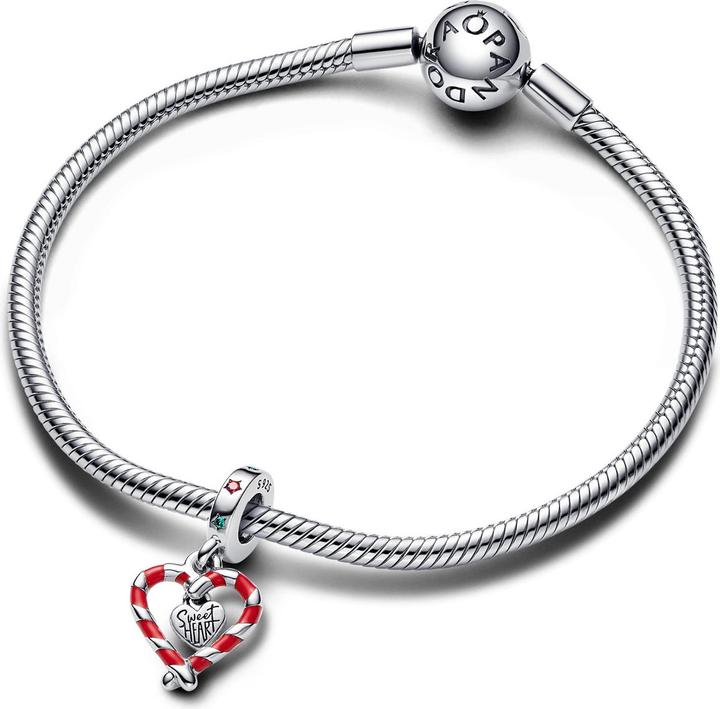Immagine prodotto Pandora Doppio cuore di bastoncini di zucchero a Natale (Smalto, Argento 925)