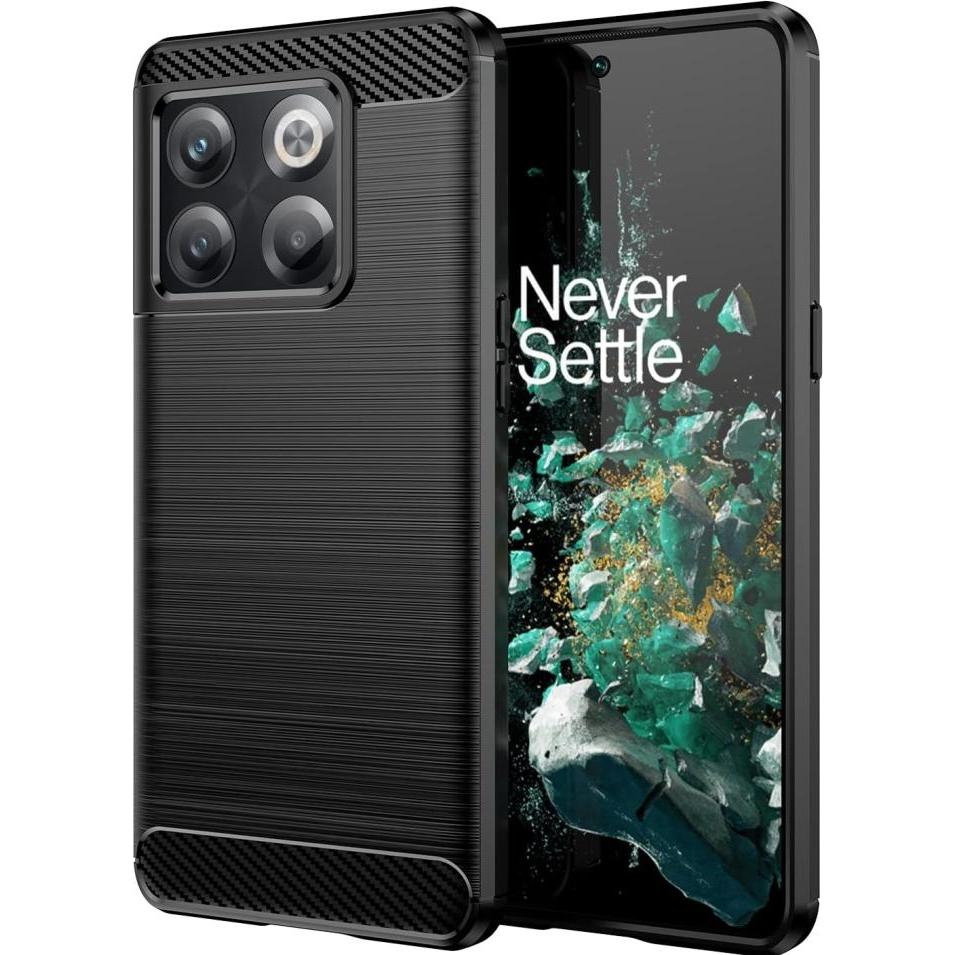 Screenguard OnePlus 10T Hülle Carbon Brushed Soft TPU (OnePlus 10T), Smartphone Hülle, Schwarz