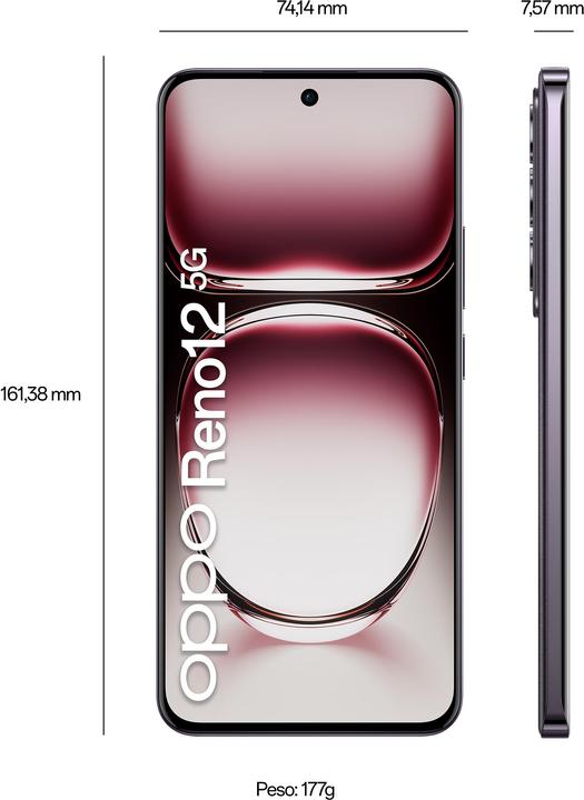 Produktbild OPPO Reno12 5G (256 GB, Black Brown, 6.69", Dual SIM, 5G)