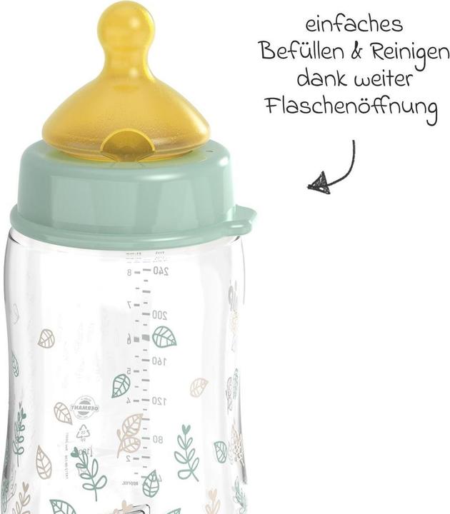 Produktbild NIP Babyflaschen PP-Flasche Cherry Green 260 ml + Latex-Trinksauger (260 ml)