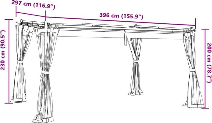 Produktbild vidaXL Gartenpavillon mit Ausziehbarem Dach Creme 3x3 m Stahl Pavillon (295.50 cm, 295.50 cm)