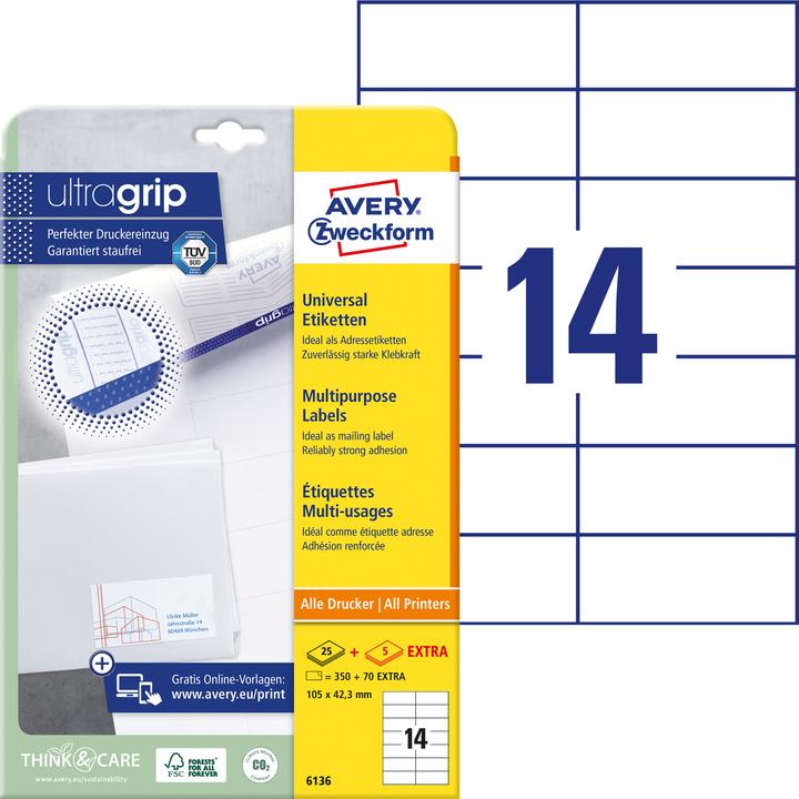 Actual product image Avery Universal labels