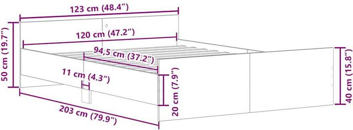 Produktbild vidaXL Bettgestell (120 x 200 cm)