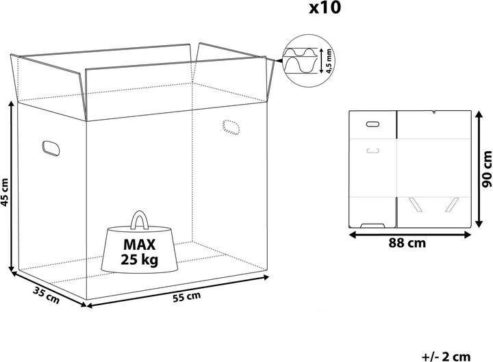 Produktbild Beliani Umzugskarton Set (10x) mit Logo (45 cm, 10x)