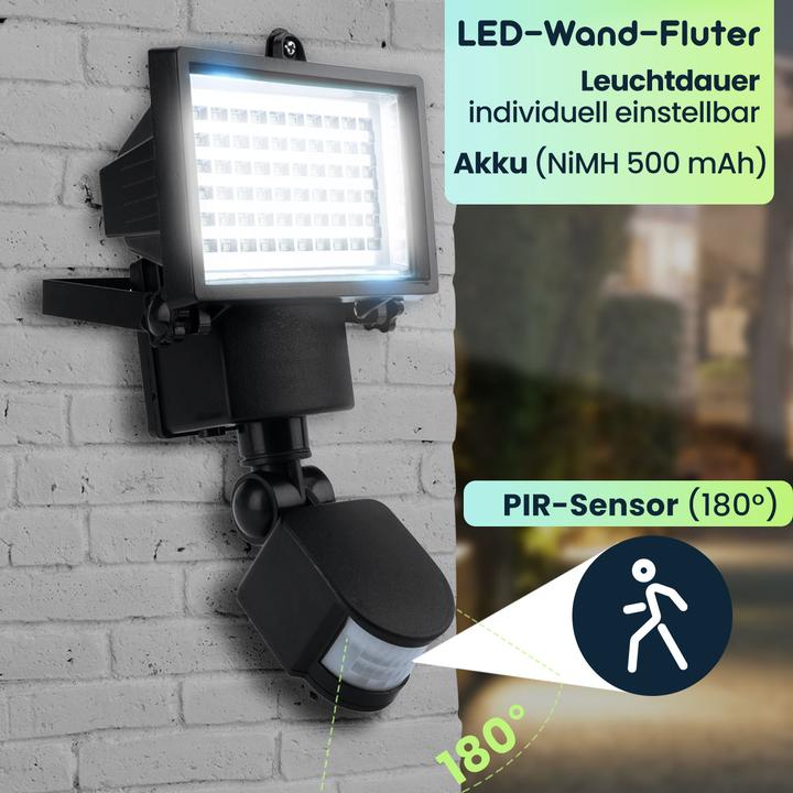 Actual product image Casativo Set of 2 solar LED outdoor wall spotlights with PIR sensor, 12 W, 750 lumen, IP44 (750 lm, IP44)