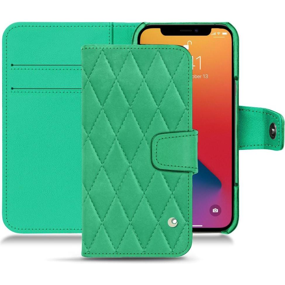 Noreve Lederschutzhülle Wallet (Apple iPhone 13 Pro Max), Smartphone Hülle, Grün