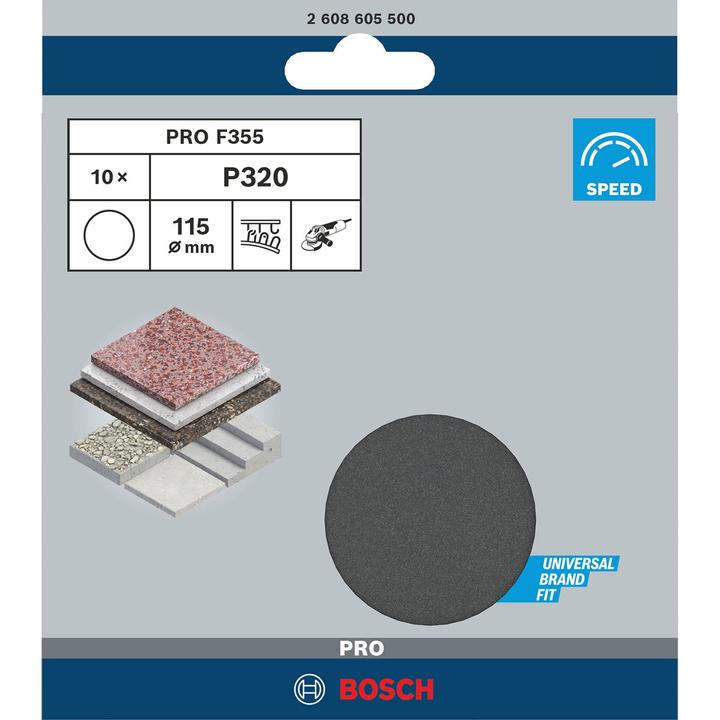 Actual product image Bosch Professional Zubehör PRO F355 sanding sheet, 115 mm, G320 (320)