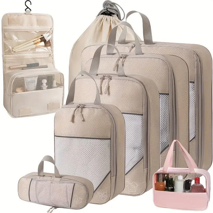 Actual product image Only-Bags.Store Travel Compression Storage Bag Set with Mesh, 8-piece, ideal for travelling, camping and