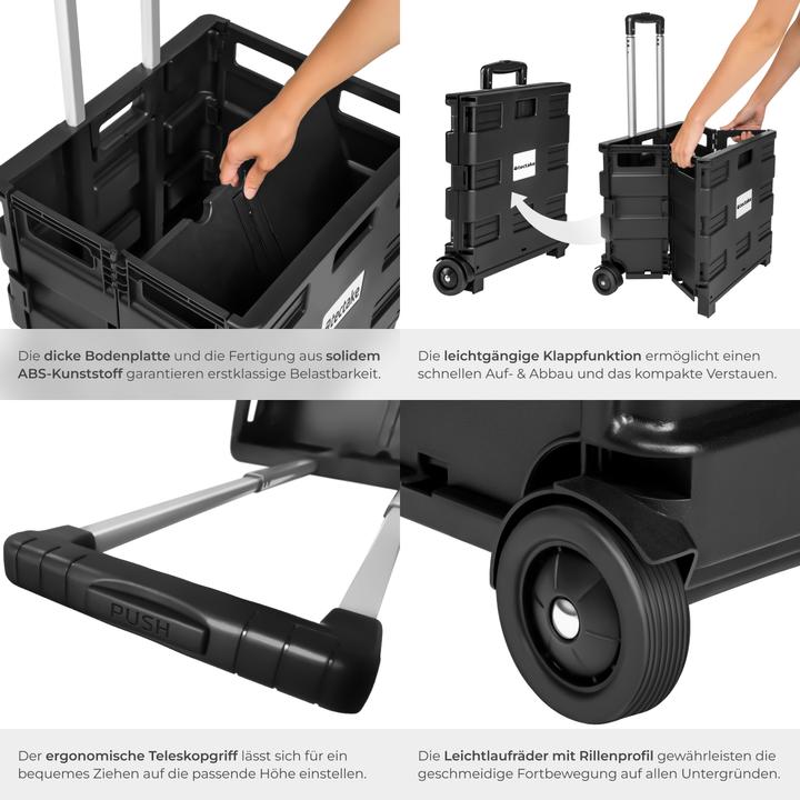 Image du produit tectake Chariot de Courses à Roulettes