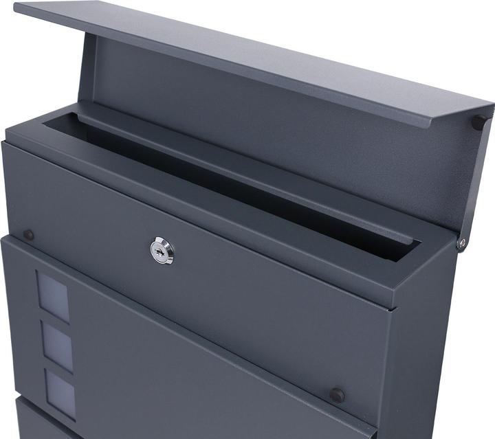 Actual product image Wiltec Letter Box with Newspaper Tube V48 Wall Letter Box Stainless Steel Post Box Anthracite Grey with New