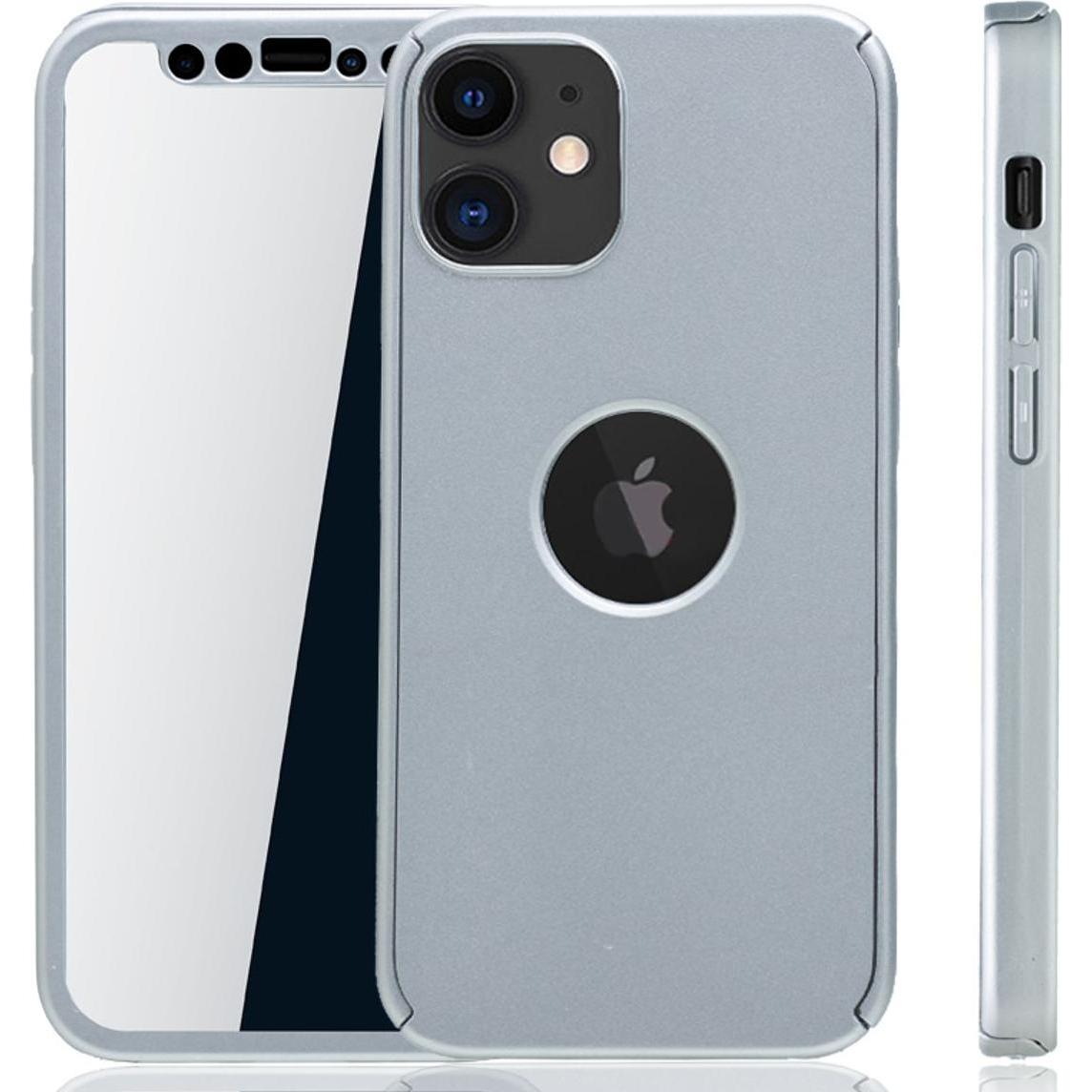 König Design Hülle Handy Schutz für Apple iPhone 12 Mini Full Case Cover Displayschutz Silber (Apple iPhone 12 mini), Sm...