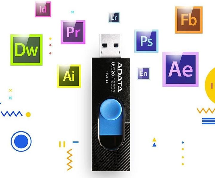 Image du produit Adata Clé USB 3.1 UV320 128GB Noir/Bleu (128 Go, USB-A)
