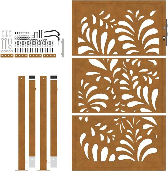 Produktbild VidaXL Gartentor 105x155 cm Wetterfester Stahl Wellen-Design Zauntor