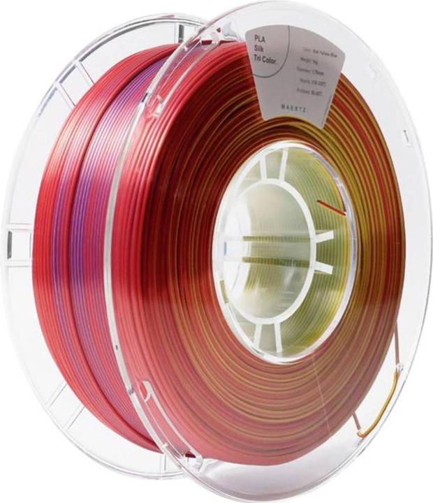 Maertz PLA Silk Tri Color Red-Yellow-Blue 1.75 mm 1.000 g (PLA, 1.75 mm, 1000 g)
