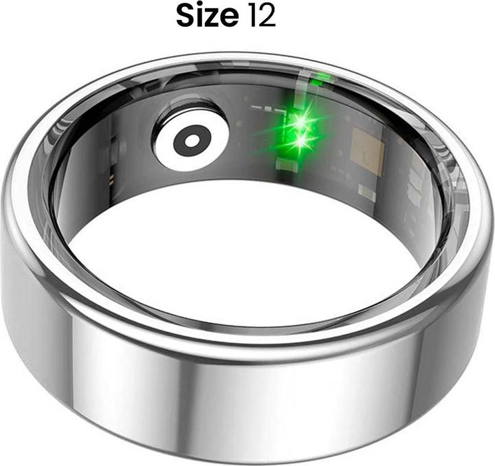 Immagine prodotto Avizar Smart Ring Grösse 12 Titan mit Ladeetui (12, Argento)